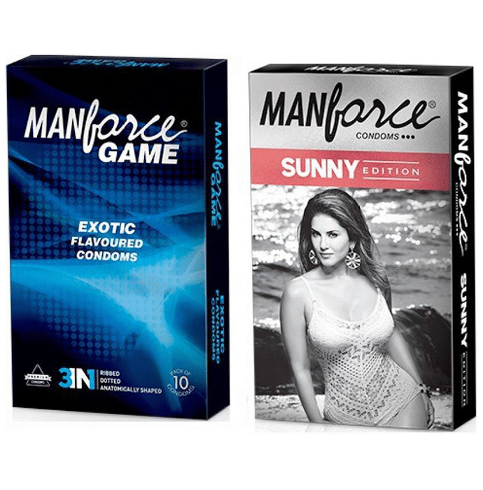 Manforce Combo Pack of Game Exotic Flavoured & Sunny Edition Condom (10 Each)
